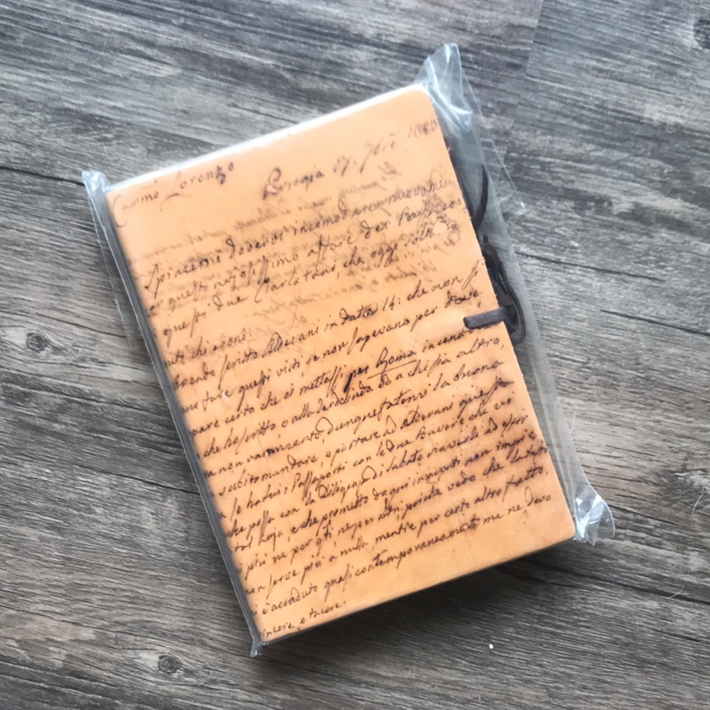 Leather Bound Journal with Italian Script Design